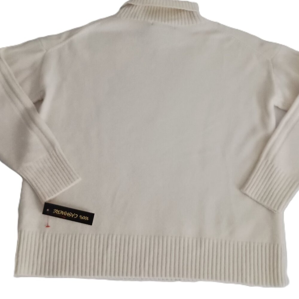 InCashmere Sweater 100% Cashmere Cream Roll Neck Women’s Size M NWT - Picture 3 of 16